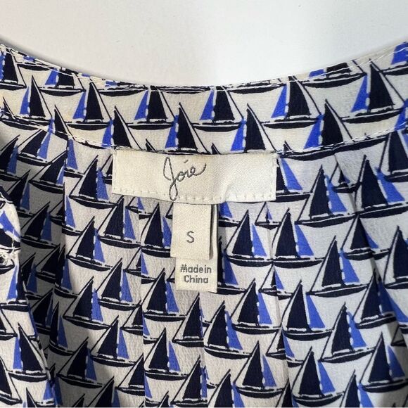 Joie Silk Women’s Size Small Aruna Sailboat Print Blue V-Neck Sleeveless Blouse - Picture 5 of 8